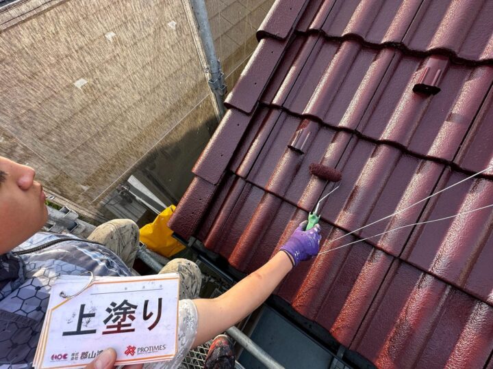 屋根　上塗り状況